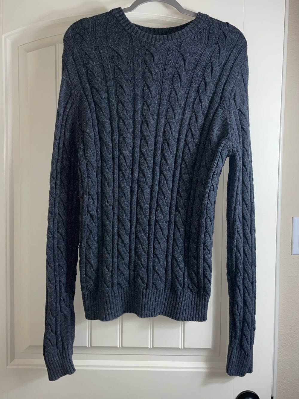 St. John's Bay Men's Charcoal Crewneck Cable Knit Sweater